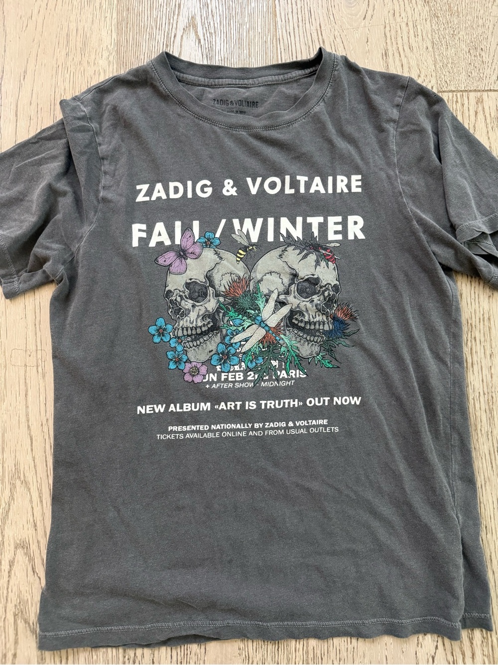 Zadig & Voltaire Gray Logo Tee with White Print